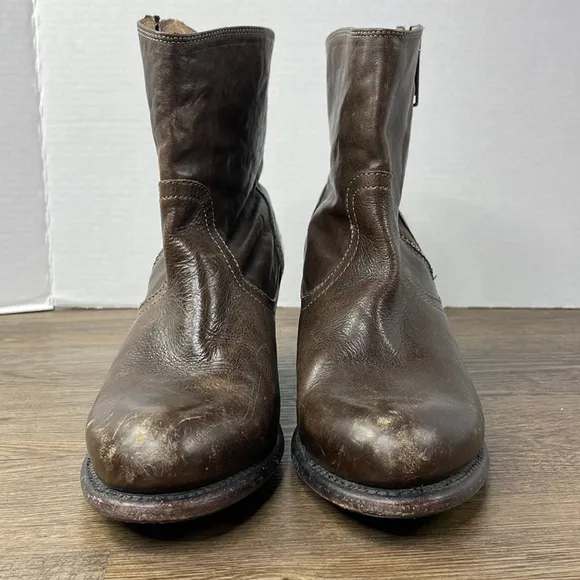 Frye Women’s Leather Leslie 76751 Brown  Ankle Side Zip Booties Boots, size 8.5