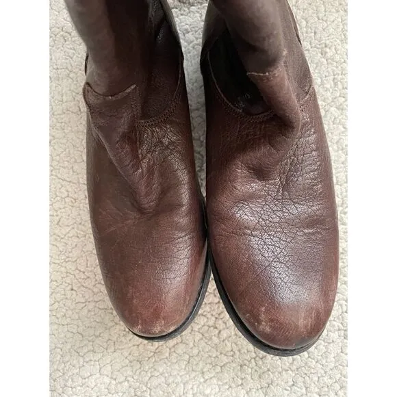 Frye Melissa  Chocolate Button Back Zip Boots Size 7