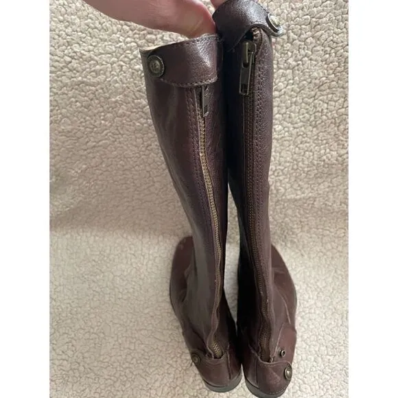 Frye Melissa  Chocolate Button Back Zip Boots Size 7