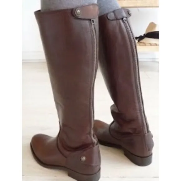 Frye Melissa  Chocolate Button Back Zip Boots Size 7