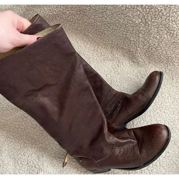 Frye Melissa  Chocolate Button Back Zip Boots Size 7