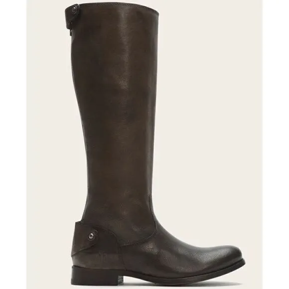 Frye Melissa  Chocolate Button Back Zip Boots Size 7