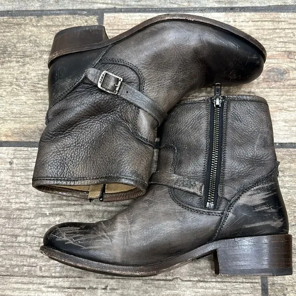 Fyre‎ Women’s Dark Brown Leather Lynn Moto Chelsea Boots