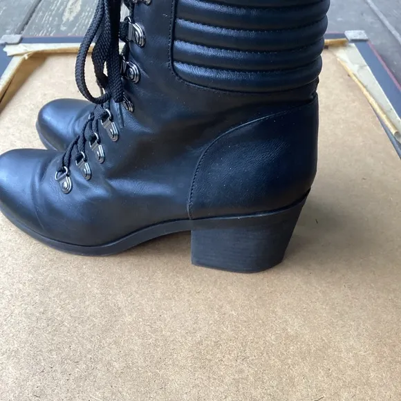 G by Guess Women's Black Lace-Up Boots with side zipper, size 8.5