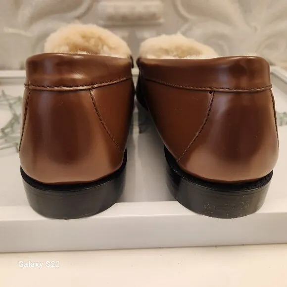 G. H Bass &quot;Whitney&quot; Shearling Whiskey Loafers. NIB. Size 10