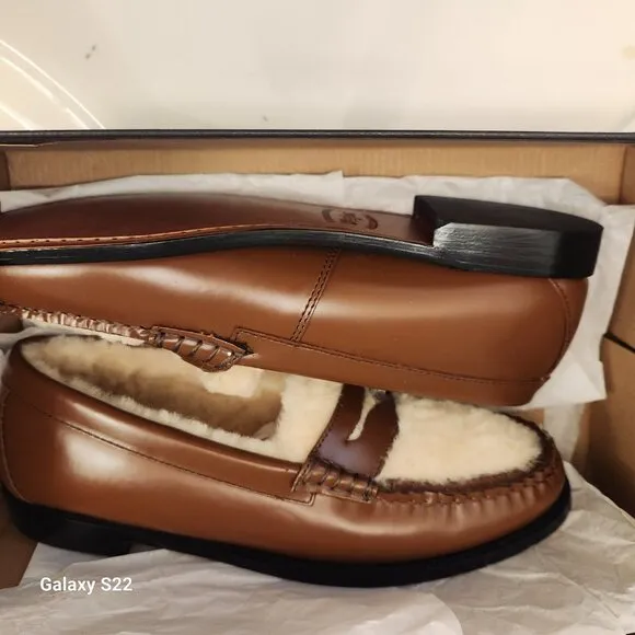 G. H Bass &quot;Whitney&quot; Shearling Whiskey Loafers. NIB. Size 10