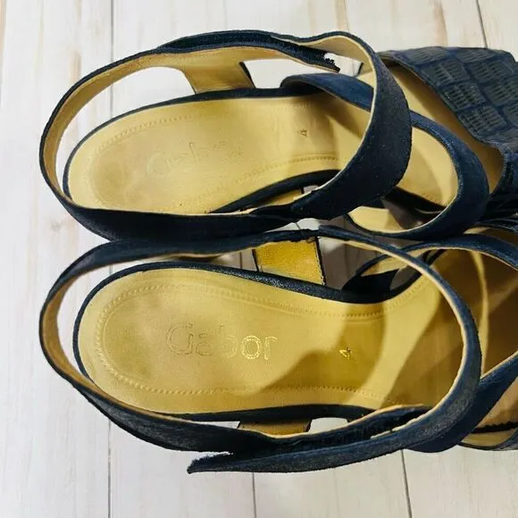Gabor Bluette Mississippi Midnight Blue Leather Sandals