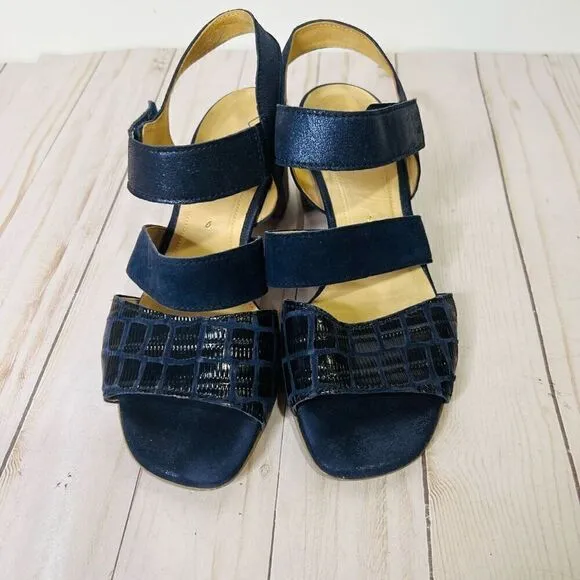 Gabor Bluette Mississippi Midnight Blue Leather Sandals