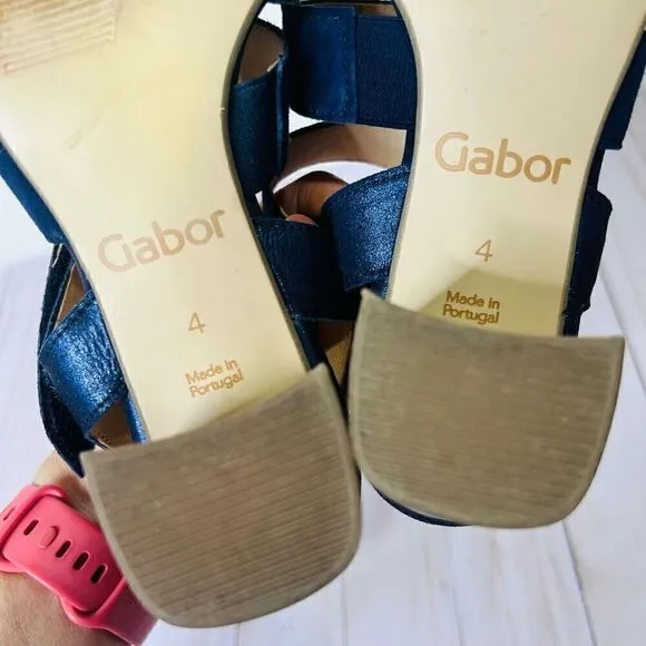Gabor Bluette Mississippi Midnight Blue Leather Sandals