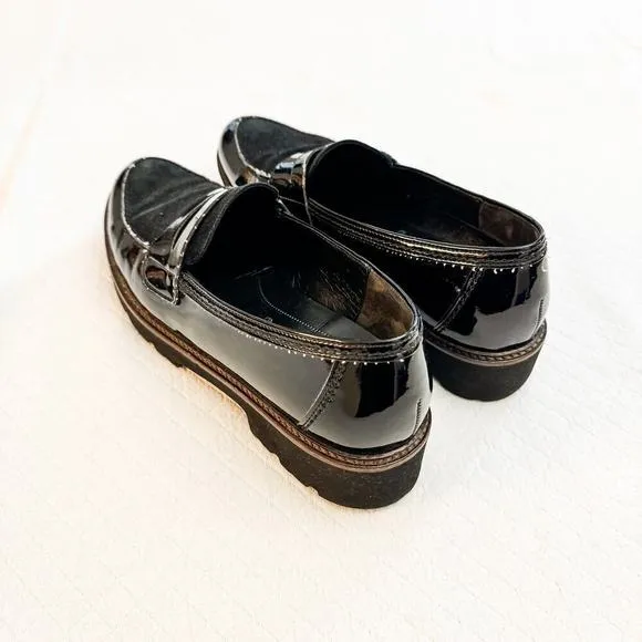 Gabor Patent Leather Suede Penny Loafer Round Toe Flats Shoes Size 6.5
