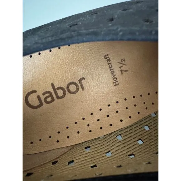 Gabor Suede Perforated Flats Sneakers US Size 10 (UK-7.5) Black Minimalistic
