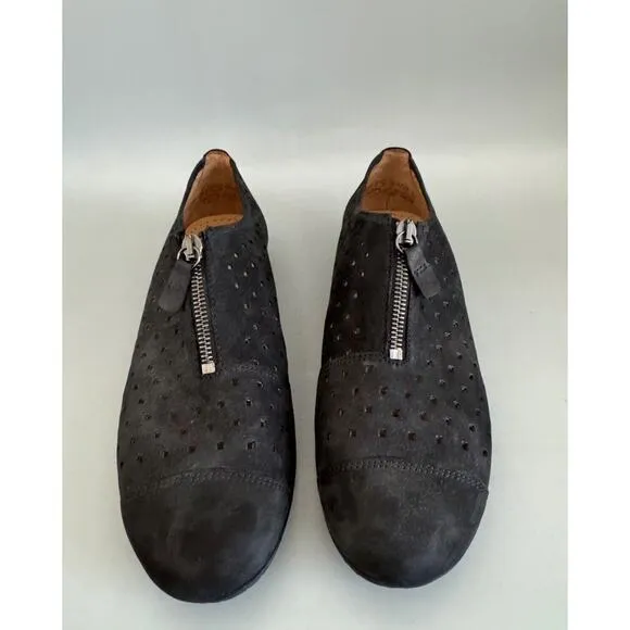 Gabor Suede Perforated Flats Sneakers US Size 10 (UK-7.5) Black Minimalistic