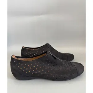 Gabor Suede Perforated Flats Sneakers US Size 10 (UK-7.5) Black Minimalistic