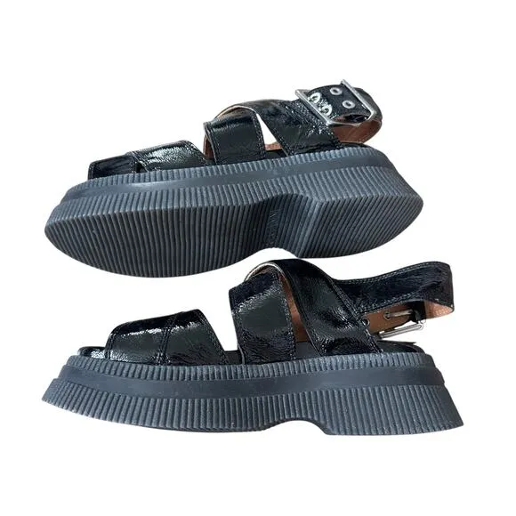 GANNI Chunky Patent Leather Sandals