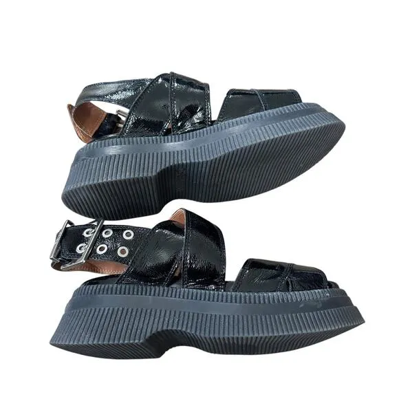 GANNI Chunky Patent Leather Sandals