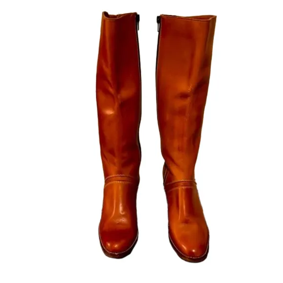 Genuine leather vintage knee-high boots size 8