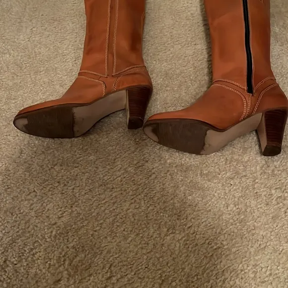 Genuine leather vintage knee-high boots size 8