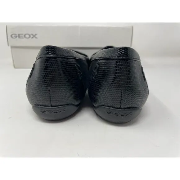 Geox Charlene Black Goat Suede Leather Slip On Flat Loafers Size 38