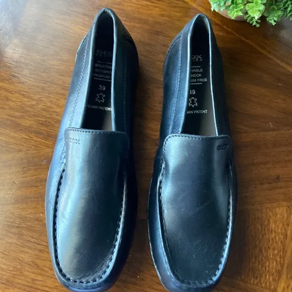GEOX FAST MOCASSIN PREMIUM LEATHER PLAIN SLIP ON LOAFERS