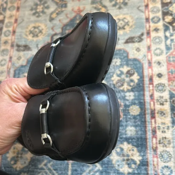 Geox Kids Fast 3 Loafers Leather Round Toe Slip On Black Size 33/US 2 Little Kid