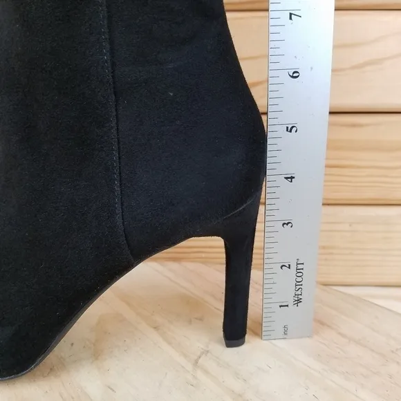 GEOX Respira High Heel Suede/Leather Black Ankle Boot Bootie 41 EUR Side Zip NEW