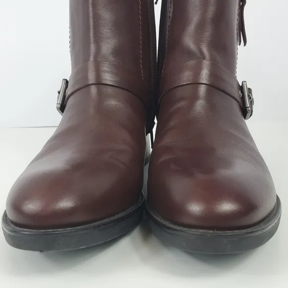 Geox zip up ankle boots burgandy leather sz 40 9.5