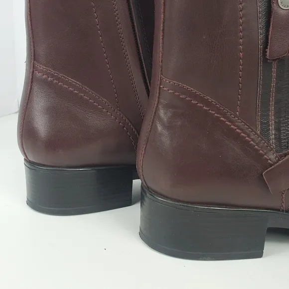 Geox zip up ankle boots burgandy leather sz 40 9.5
