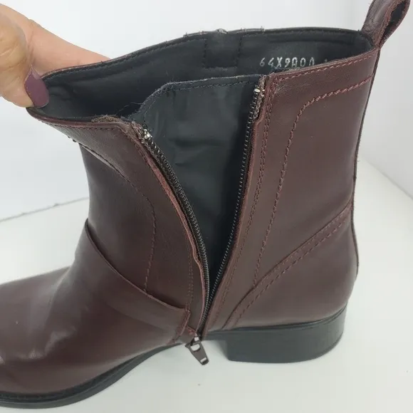 Geox zip up ankle boots burgandy leather sz 40 9.5