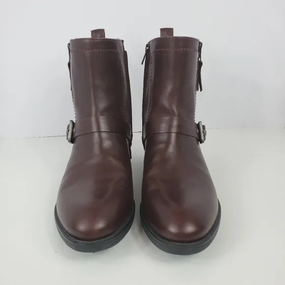 Geox zip up ankle boots burgandy leather sz 40 9.5