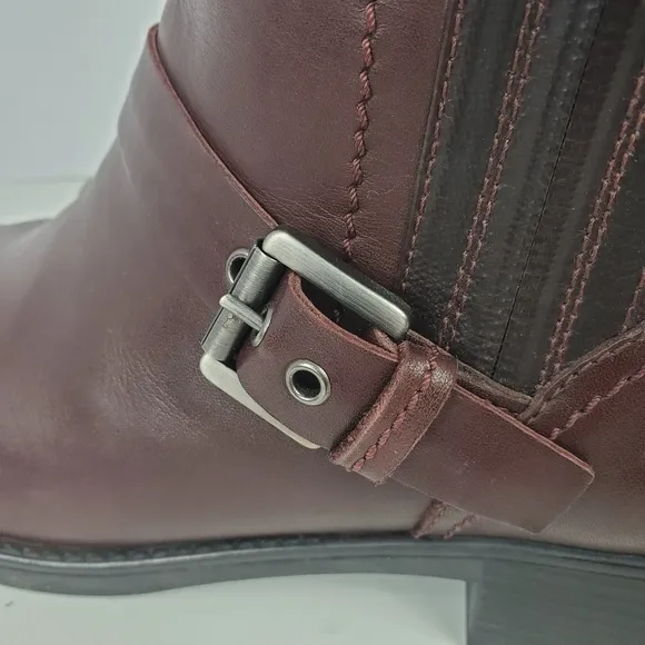 Geox zip up ankle boots burgandy leather sz 40 9.5