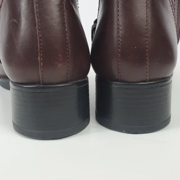 Geox zip up ankle boots burgandy leather sz 40 9.5