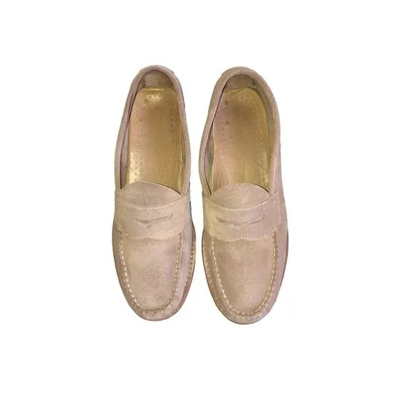 G.H. Bass &amp; CO. Weejuns Kensington Taupe Suede Slip-On Penny Loafers