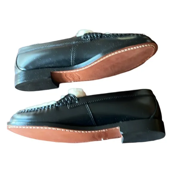 G.H. BASS WOMENS WHITNEY SHEARLING WEEJUNS LOAFER BLACK LEATHER SIZE 8.5 NEW