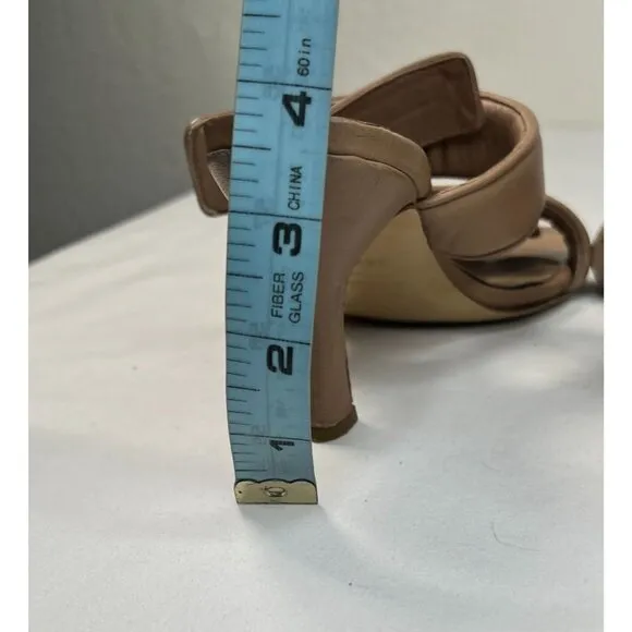 GiaBorghini Pernille Teisbaek Two-Band Puffy Slide Sandals Tan Leather 39.5