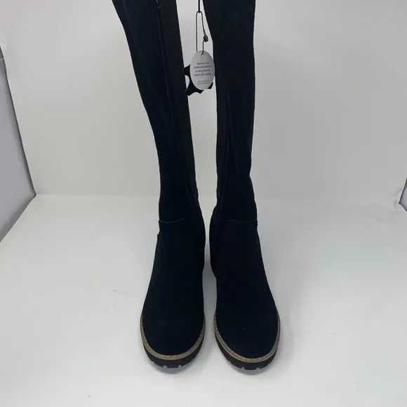 Giani Bernini Valensiaf 10014107800 Boots Womens 6.5M Black Suede Side Zip S0544