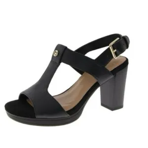 Gianni Bernini Paulette Womens Faux Leather Buckle Slingback Sandals Black