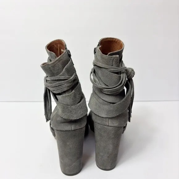 GIANNI BINI GRAY TASSEL HEELED WOMEN ZIP UP BOOTS SIZE 8.5