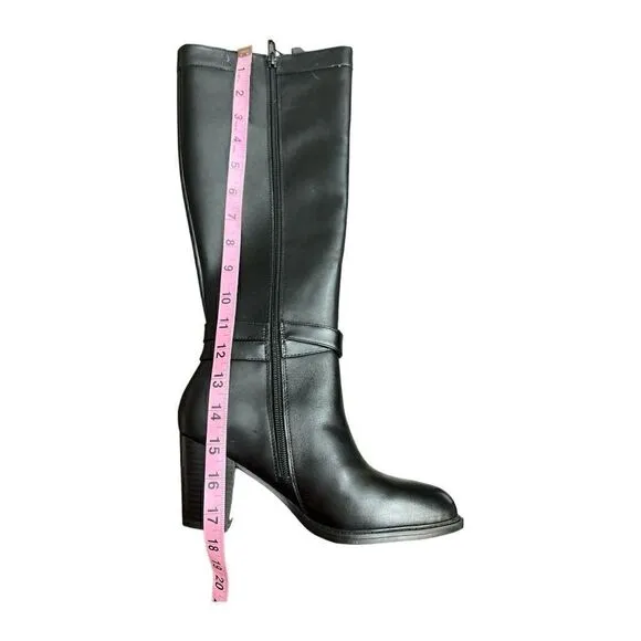 Gianni Bernini Black Leather Boots Rosario Heels Memory Foam Size 6.5 New