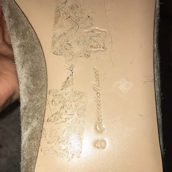 GIANVITO ROSSI TAN SUEDE EUC ANKLE TIE UP BALLET FLATS SIZE 40