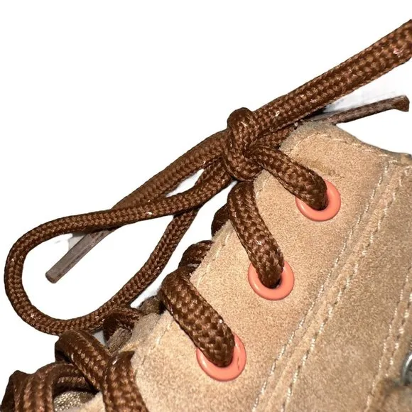 Girls Sorel Tan Suede Combat Style Boots Waterproof Tie Zip Side Size 2Y