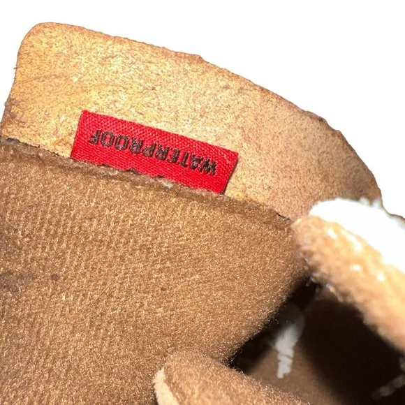 Girls Sorel Tan Suede Combat Style Boots Waterproof Tie Zip Side Size 2Y