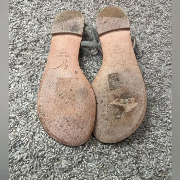 Giuseppe Designer  Italian Gray Suede &amp; Leather Sandals