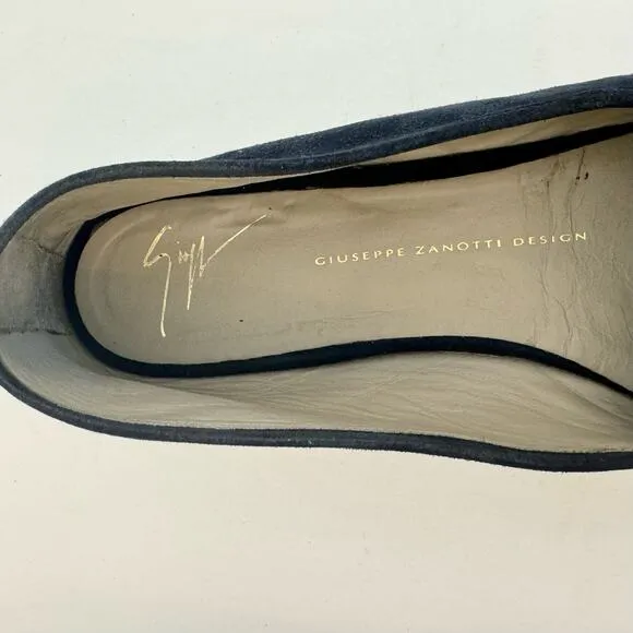 Giuseppe Zanotti Black Embellished Espadrilles Flats Shoes Suede Size 41 (US 10)