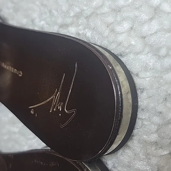 GIUSEPPE ZANOTTI Brown And  Bling Horseshoe And Turquoise Thong Slides Size 37