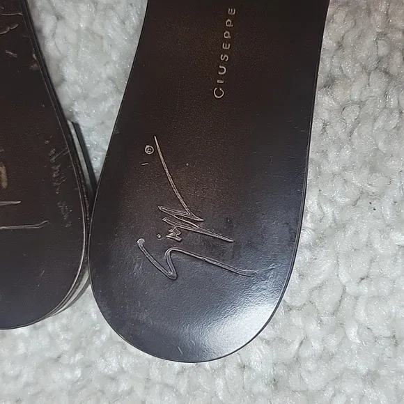 GIUSEPPE ZANOTTI Brown And  Bling Horseshoe And Turquoise Thong Slides Size 37