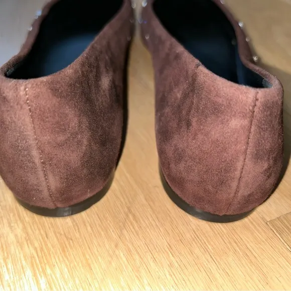 Giuseppe Zanotti Brown Suede with Crystals Women's Ballet Flats Size 39 NWOT
