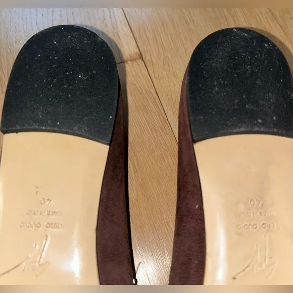 Giuseppe Zanotti Brown Suede with Crystals Women's Ballet Flats Size 39 NWOT