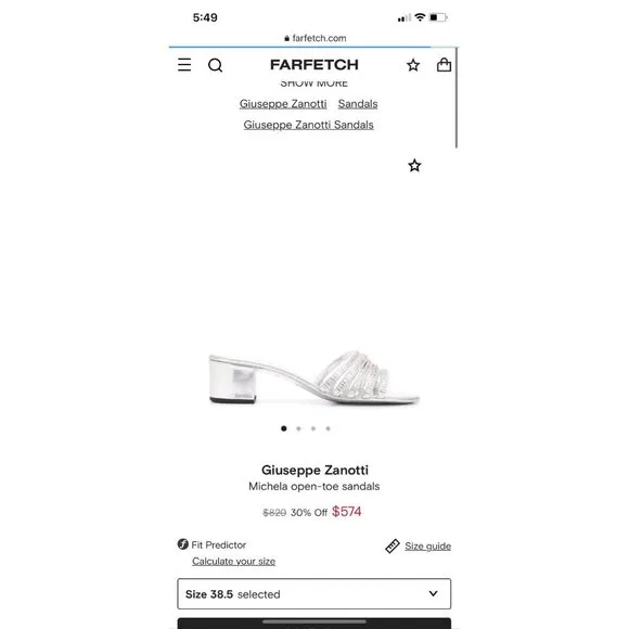Giuseppe Zanotti Michelle Open-Toe Sandals Silver Women’s EU 40/US 10 $820. Ligh