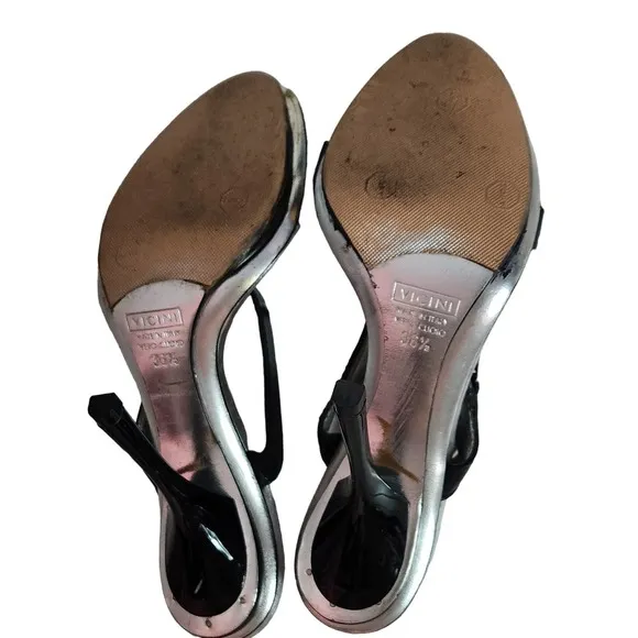 Giuseppe Zanotti Silver&amp; Black Slides Sandals 36.5