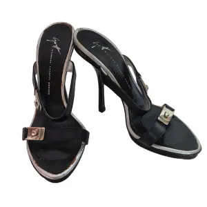 Giuseppe Zanotti Silver&amp; Black Slides Sandals 36.5
